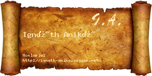 Ignáth Anikó névjegykártya